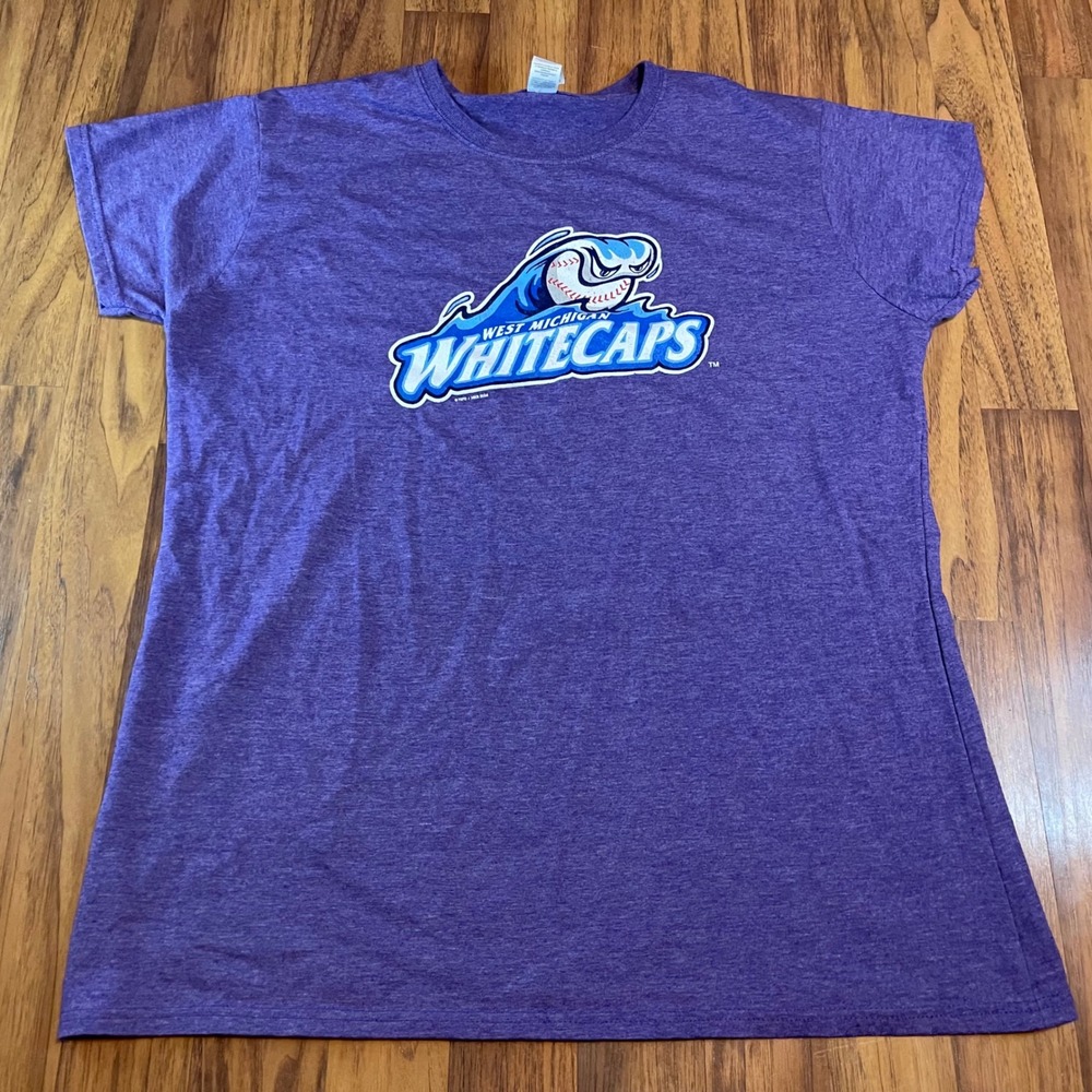 West Michigan Whitecaps Baseball Graphic Womens 2XL Purple Heather MiLB Shirt